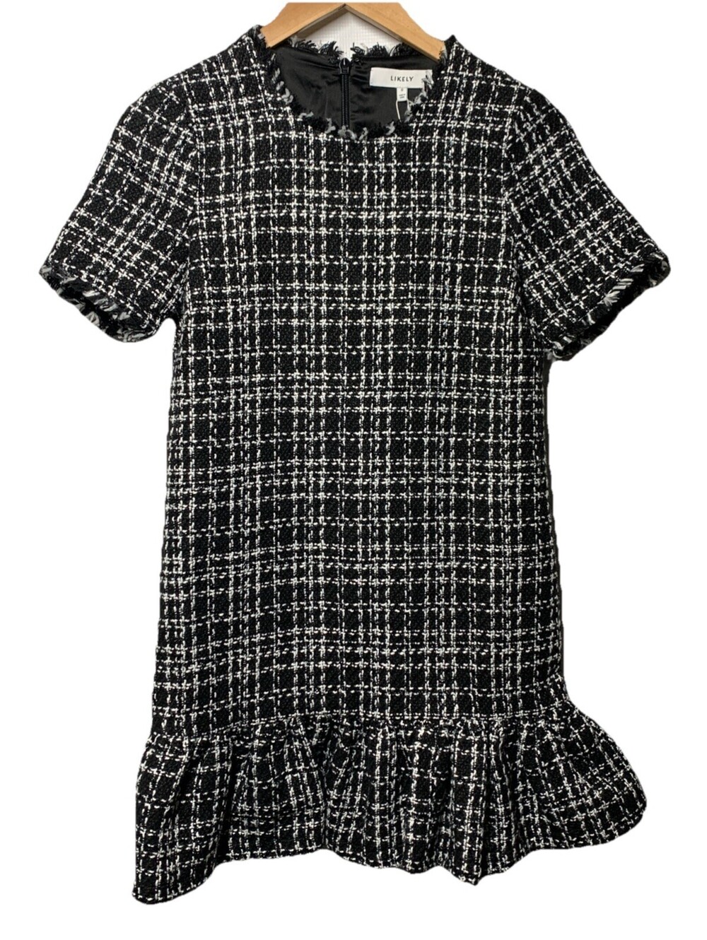 LIKELY Women's Demre Mini Dress Tweed Short Sleeve Cocktail Party Night Size 0
